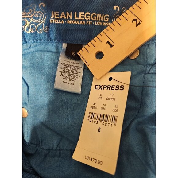 Express Women Stella Regular Fit Jean Legging Low Rise Electric Blue Size 6 NWT - Picture 4 of 14